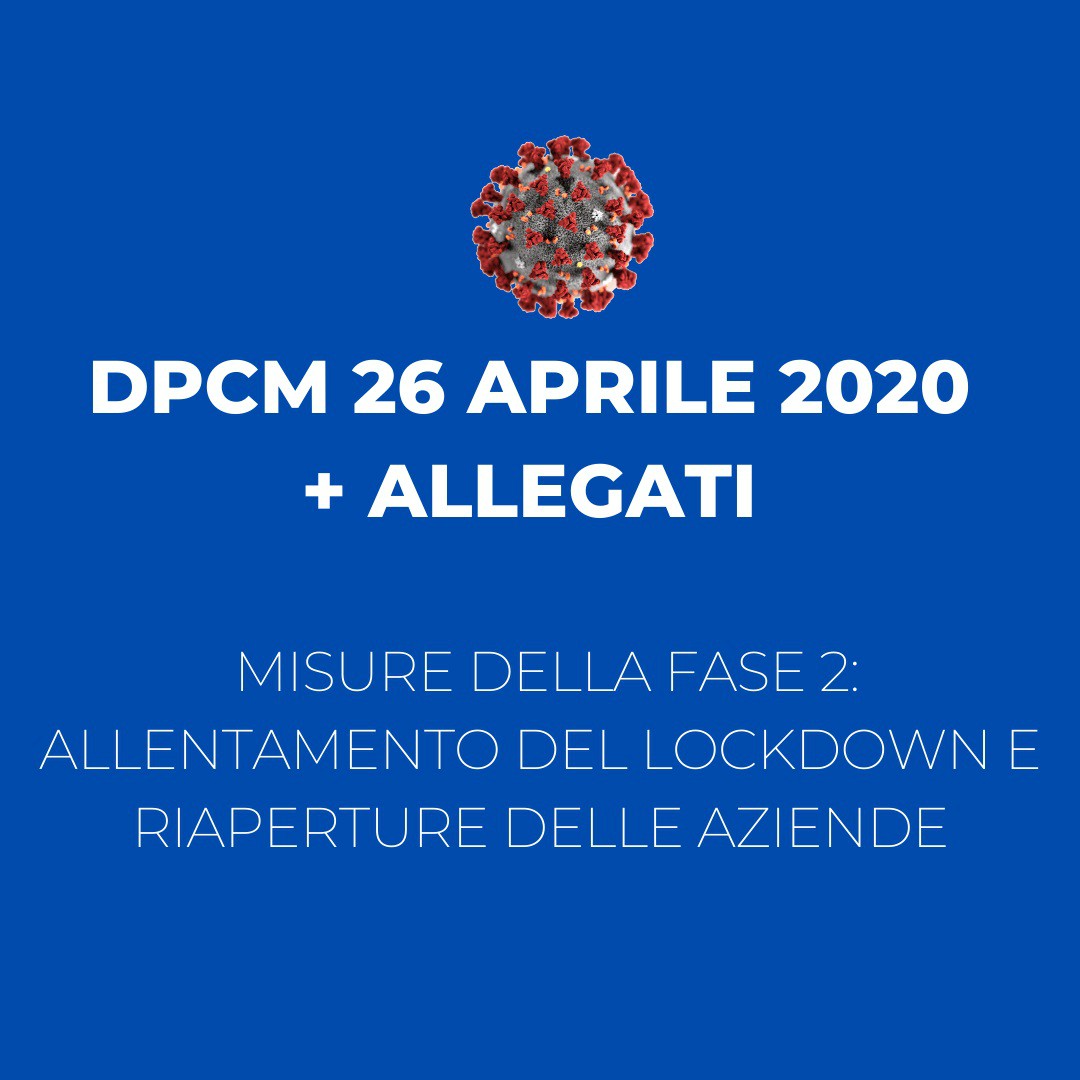 Emergenza Coronavirus - DPCM del 20/04/2020